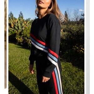 SUB URBAN RIOT NWT Black Jogger Sweatpants Striped Athleisure Size‎ S